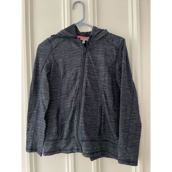 Talbots blue and white heather striped lightweight hoodie sweatshirt MP - Picture 1 of 4